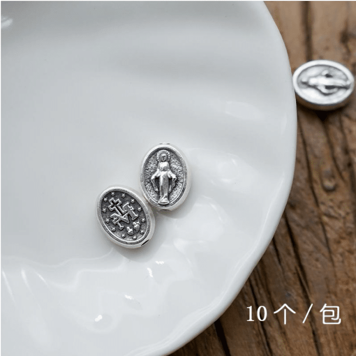 DIY珠子-圣母显灵-锌合金-1cm-10颗/包 Catholic religious art