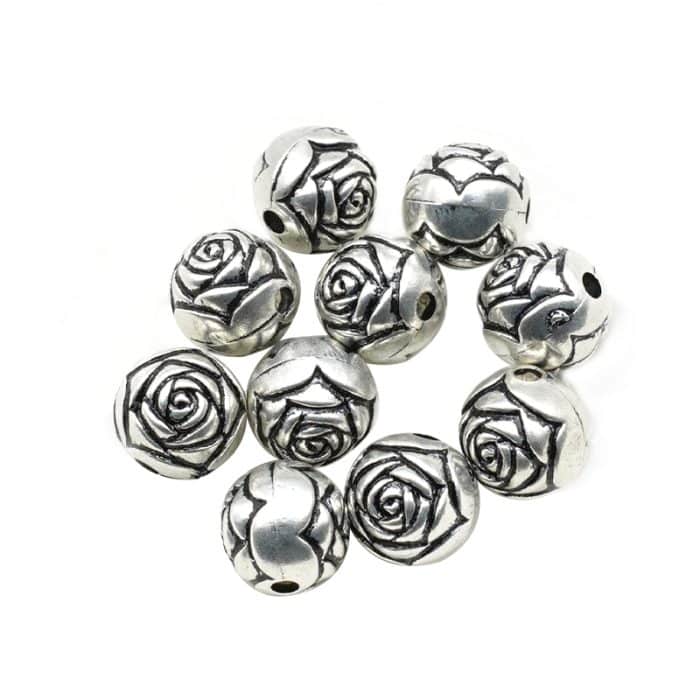 DIY珠子-玫瑰花-亚克力-银色-0.9cm-10颗/包 Catholic religious art