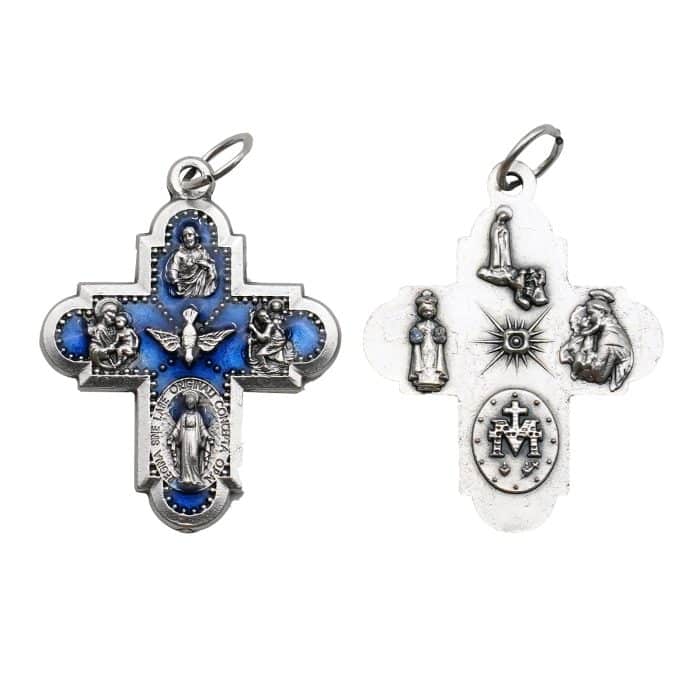 DIY十字架-圣衣-蓝色珐琅-2.7cm Catholic religious art