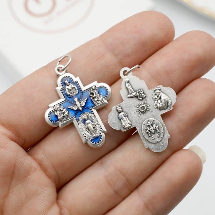 DIY十字架-圣衣-蓝色珐琅-2.7cm Catholic religious art