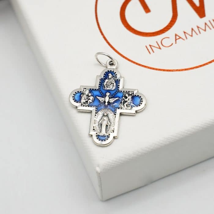 DIY十字架-圣衣-蓝色珐琅-2.7cm Catholic religious art