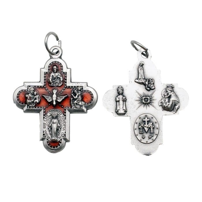 DIY十字架-圣衣-红色珐琅-2.7cm Catholic religious art