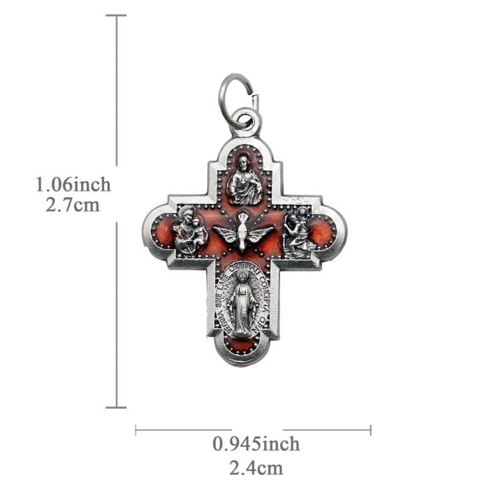 DIY十字架-圣衣-红色珐琅-2.7cm Catholic religious art