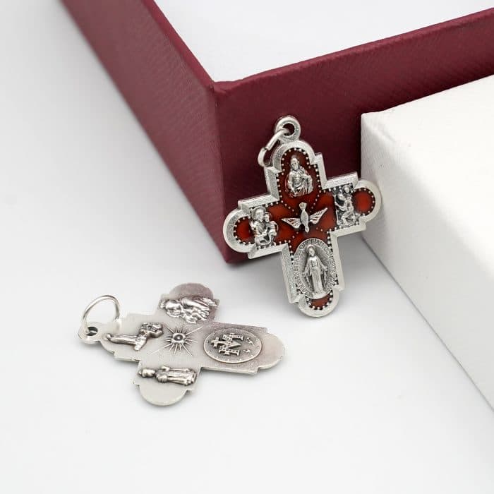 DIY十字架-圣衣-红色珐琅-2.7cm Catholic religious art