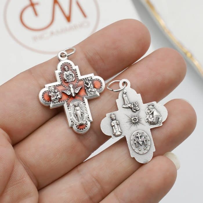DIY十字架-圣衣-红色珐琅-2.7cm Catholic religious art