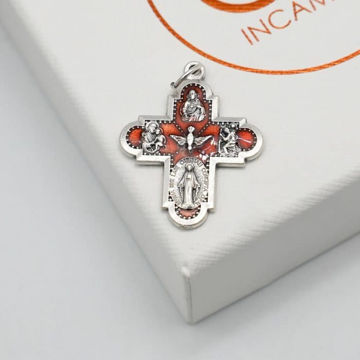 DIY十字架-圣衣-红色珐琅-2.7cm Catholic religious art