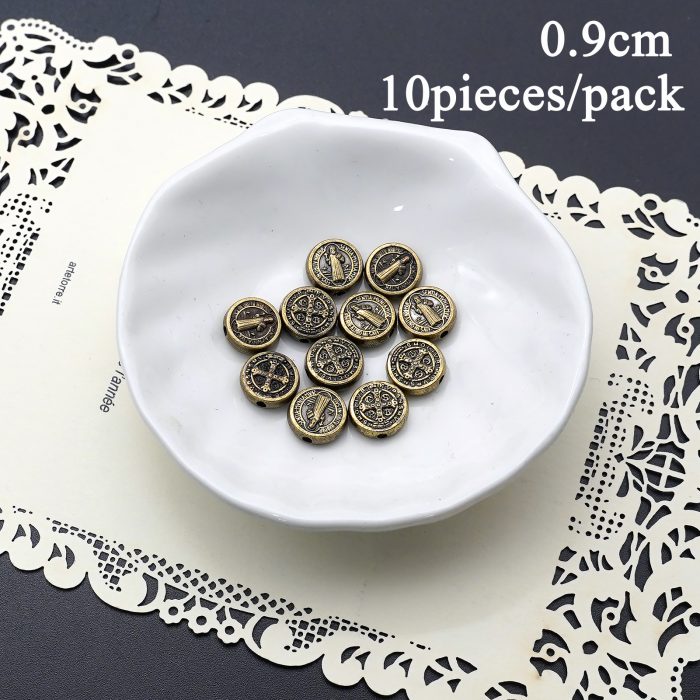 DIY珠子-本笃-锌合金-古铜-0.9cm-10颗/包 Catholic religious art