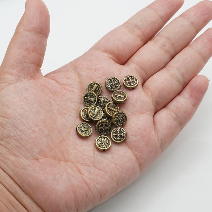 DIY珠子-本笃-锌合金-古铜-0.9cm-10颗/包 Catholic religious art