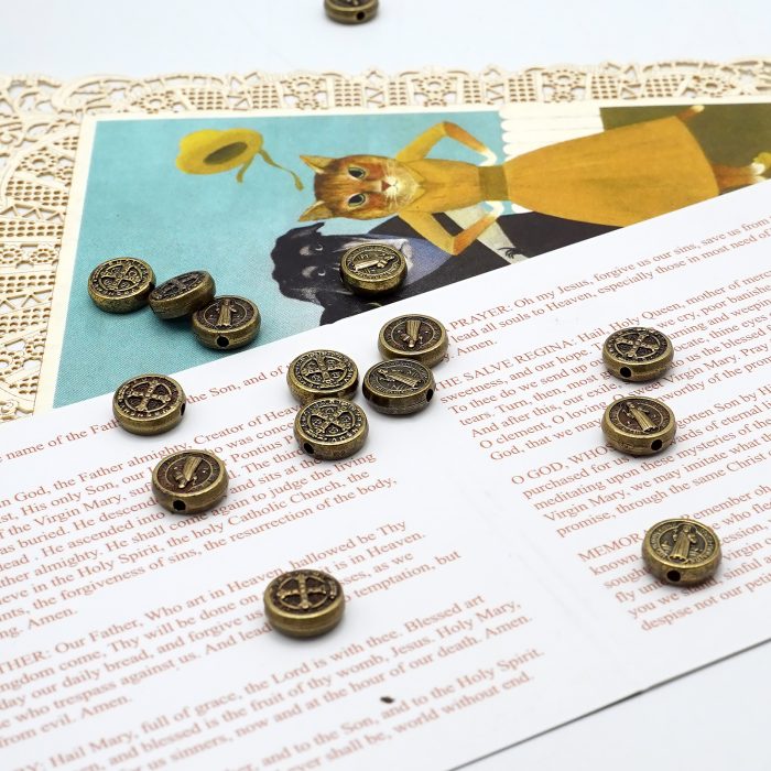 DIY珠子-本笃-锌合金-古铜-0.9cm-10颗/包 Catholic religious art