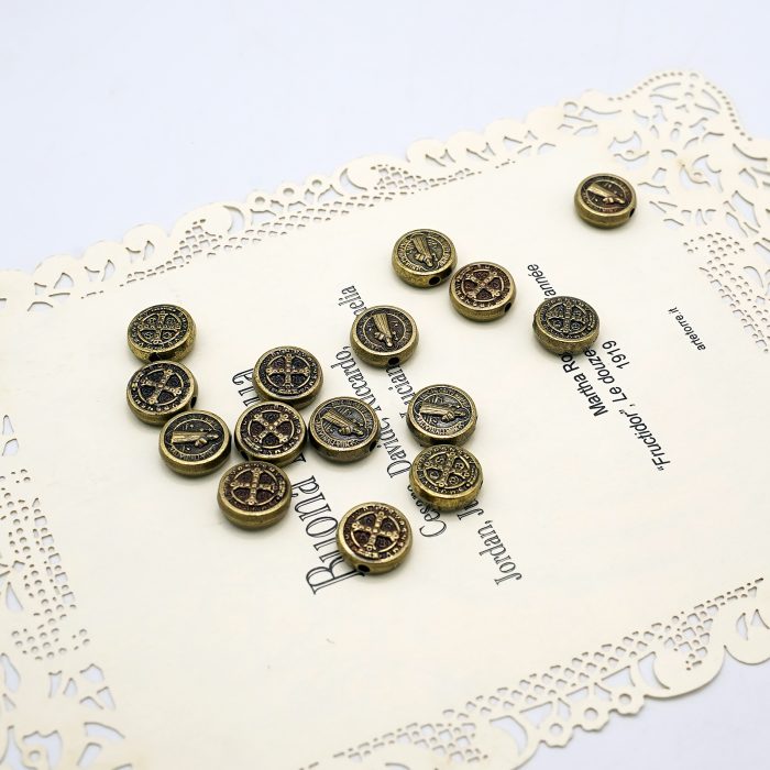 DIY珠子-本笃-锌合金-古铜-0.9cm-10颗/包 Catholic religious art
