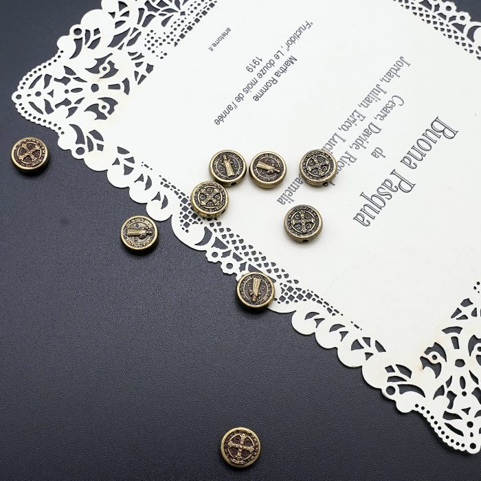 DIY珠子-本笃-锌合金-古铜-0.9cm-10颗/包 Catholic religious art