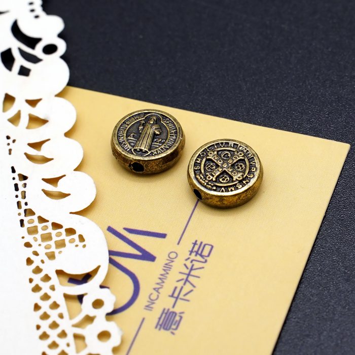 DIY珠子-本笃-锌合金-古铜-0.9cm-10颗/包 Catholic religious art
