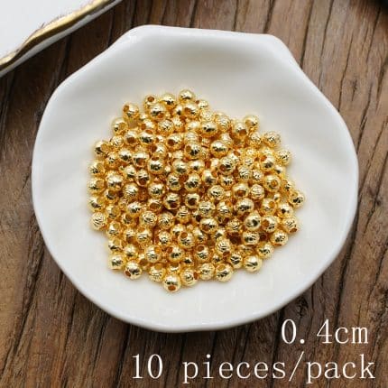 DIY珠子-玫瑰花-锌合金-金色-0.4cm-10颗/包