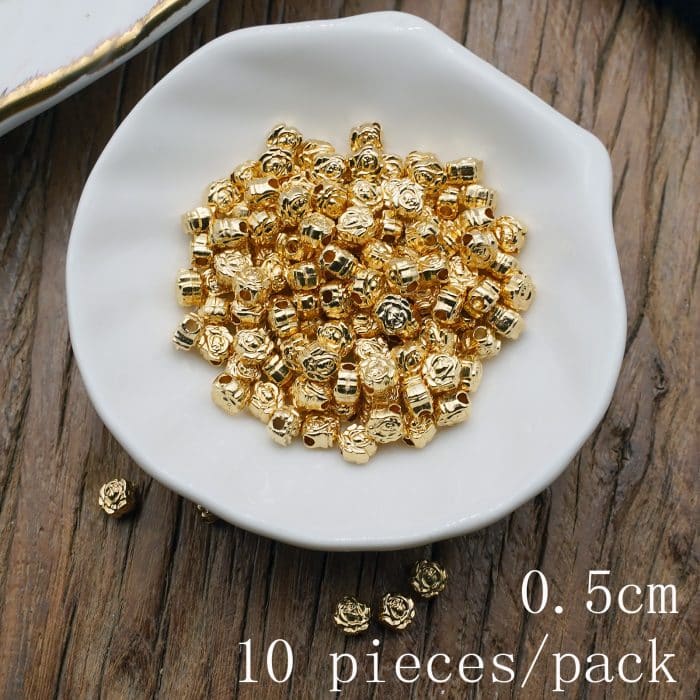 DIY珠子-玫瑰花-锌合金-金色-0.5cm-10颗/包 Catholic religious art