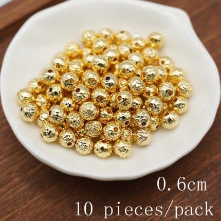 DIY珠子-玫瑰花-锌合金-金色-0.6cm-10颗/包