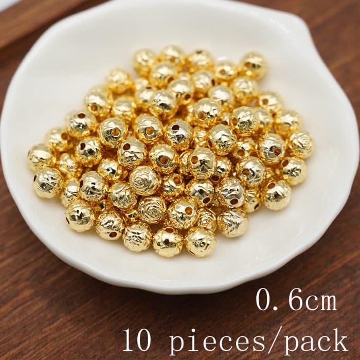 DIY珠子-玫瑰花-锌合金-金色-0.6cm-10颗/包 Catholic religious art