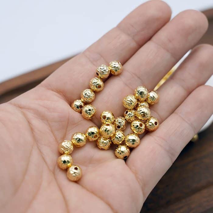 DIY珠子-玫瑰花-锌合金-金色-0.6cm-10颗/包 Catholic religious art