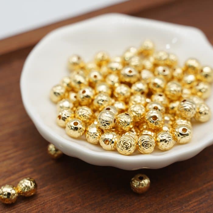 DIY珠子-玫瑰花-锌合金-金色-0.6cm-10颗/包 Catholic religious art