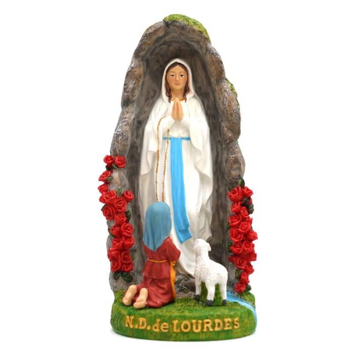 圣像-露德圣母显现给圣女伯尔纳德-树脂-20cm Catholic religious art