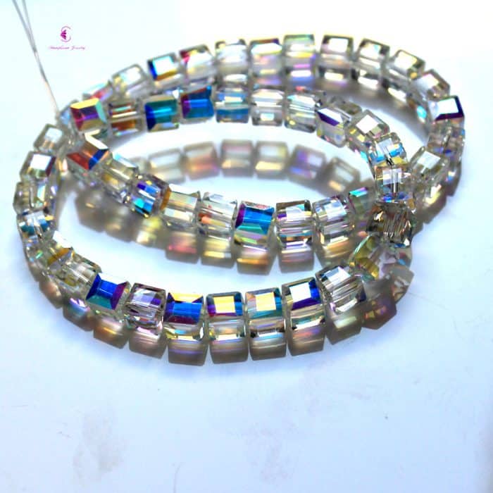 DIY珠子-水晶方块30切面-02白色AB Catholic religious art