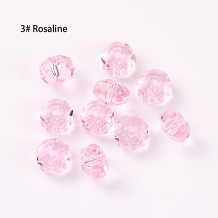 DIY珠子-车轮珠50面-03粉色4x6mm（约60颗）