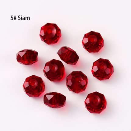 DIY珠子-车轮珠50面-05深红4x6mm（约60颗）