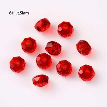 DIY珠子-车轮珠50面-06浅红4x6mm（约60颗）