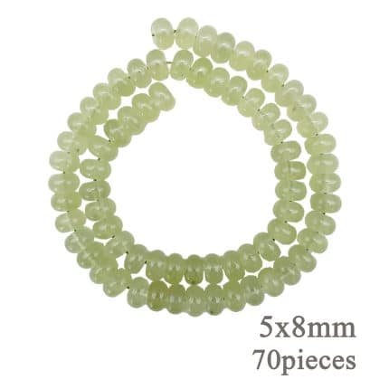 DIY珠子-淡翠绿算盘珠-5x8mm（1条约70颗）
