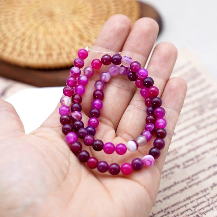 DIY珠子-玫红缠丝玛瑙6mm（1条约60颗） Catholic religious art