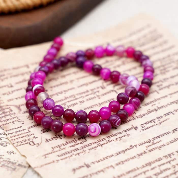 DIY珠子-玫红缠丝玛瑙6mm（1条约60颗） Catholic religious art