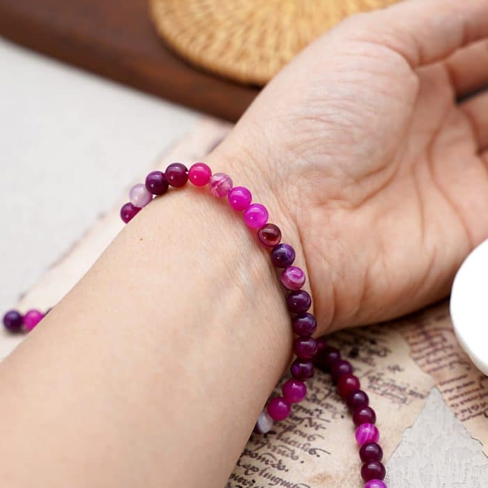 DIY珠子-玫红缠丝玛瑙6mm（1条约60颗） Catholic religious art