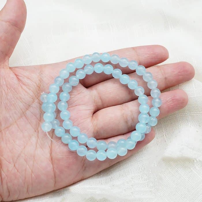 DIY珠子-浅蓝玉髓6mm（1条约60颗）孔径约1mm Catholic religious art
