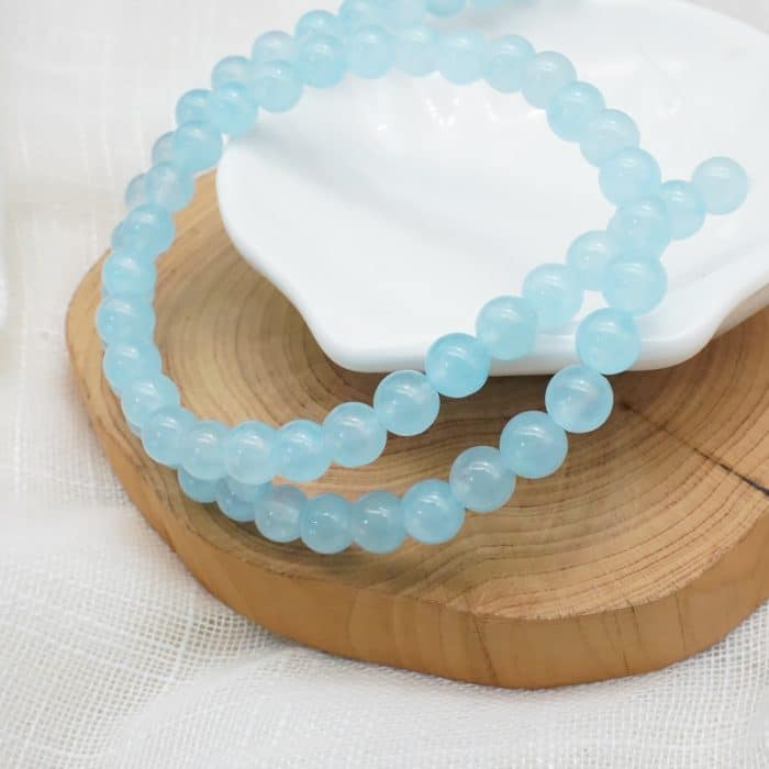 DIY珠子-浅蓝玉髓6mm（1条约60颗）孔径约1mm Catholic religious art