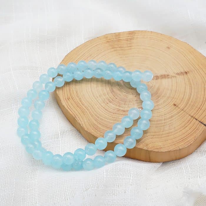 DIY珠子-浅蓝玉髓6mm（1条约60颗）孔径约1mm Catholic religious art