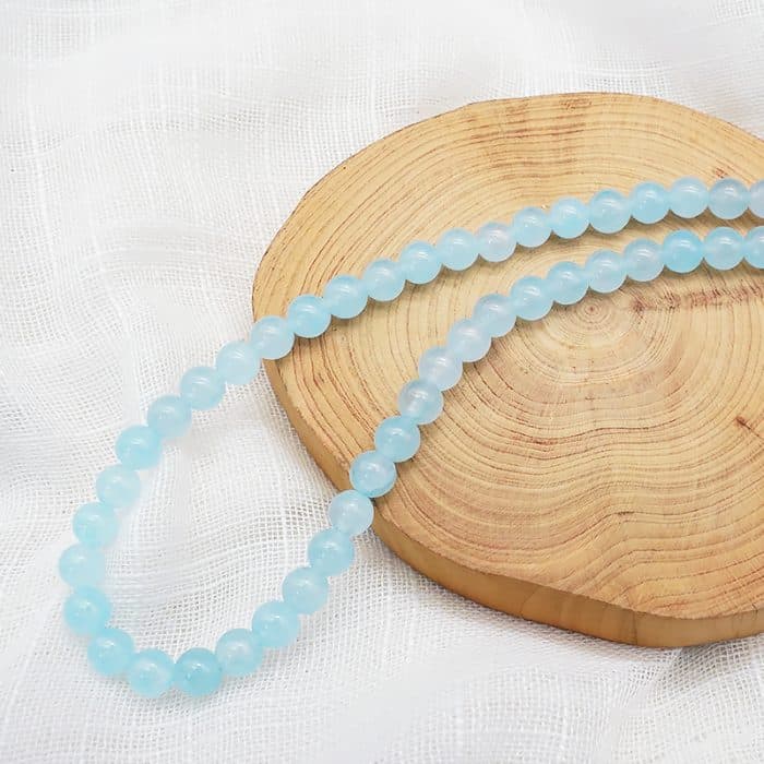 DIY珠子-浅蓝玉髓6mm（1条约60颗）孔径约1mm Catholic religious art