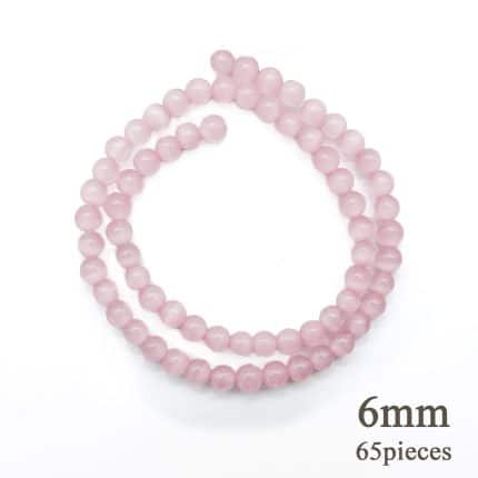 DIY珠子-桃花粉猫眼6mm（1条约65颗）