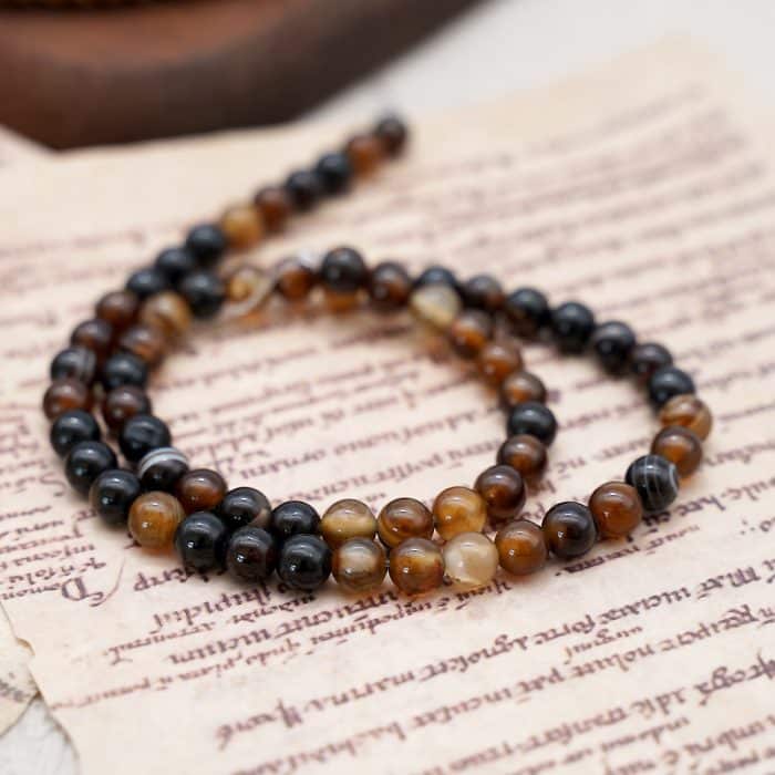 DIY珠子-棕色缠丝玛瑙 Catholic religious art