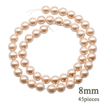 DIY珠子-香槟粉仿珍珠8mm（1条约45颗）