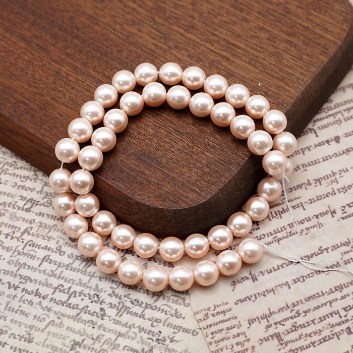 DIY珠子-香槟粉仿珍珠8mm（1条约45颗） Catholic religious art