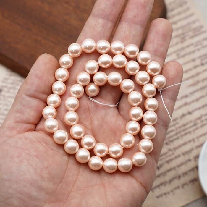DIY珠子-香槟粉仿珍珠8mm（1条约45颗） Catholic religious art