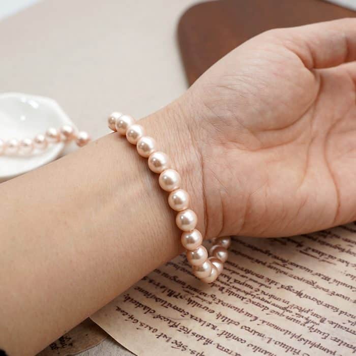 DIY珠子-香槟粉仿珍珠8mm（1条约45颗） Catholic religious art