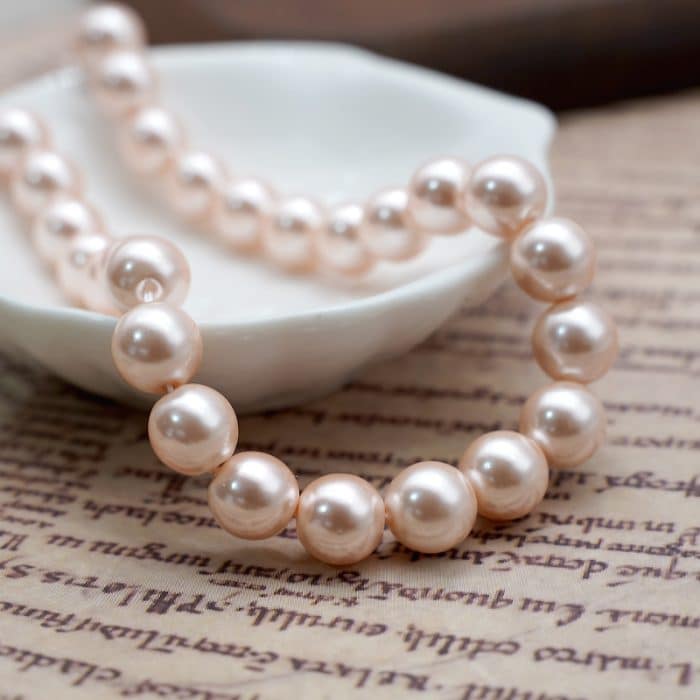 DIY珠子-香槟粉仿珍珠8mm（1条约45颗） Catholic religious art