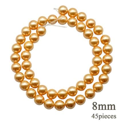 DIY珠子-香槟金仿珍珠8mm（1条约45颗）