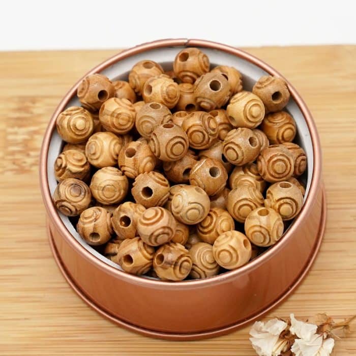 DIY珠子-橄榄木花纹圆珠-10颗/包 Catholic religious art