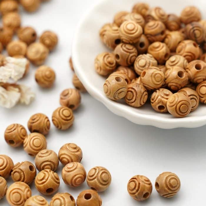 DIY珠子-橄榄木花纹圆珠-10颗/包 Catholic religious art