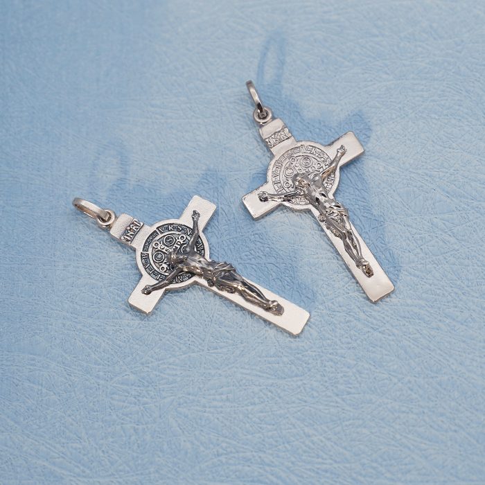 十字架-本笃-做旧-925银-3.5x2.1CM（送60厘米钛钢链） Catholic religious art