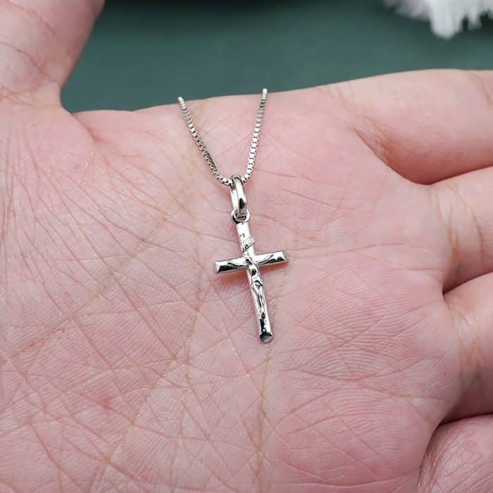 吊坠-十字架-925银-盒子链40cm Catholic religious art