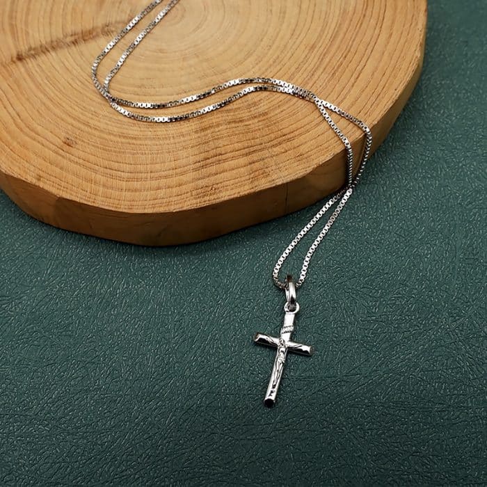 吊坠-十字架-925银-盒子链40cm Catholic religious art