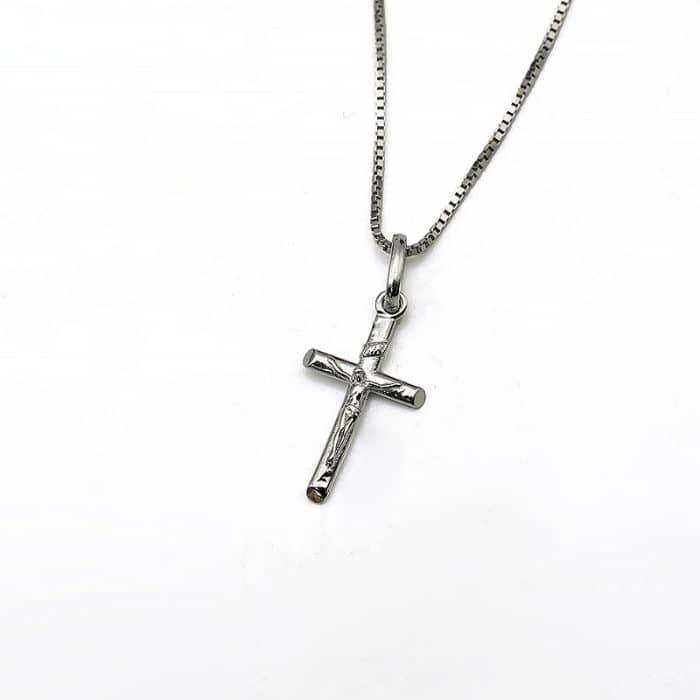 吊坠-十字架-925银-盒子链40cm Catholic religious art