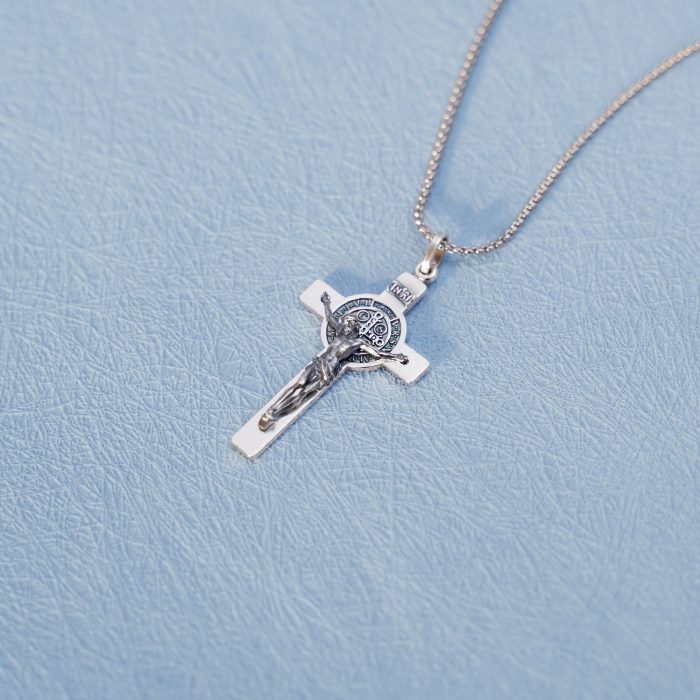 十字架-本笃-做旧-925银-3.5x2.1CM（送60厘米钛钢链） Catholic religious art